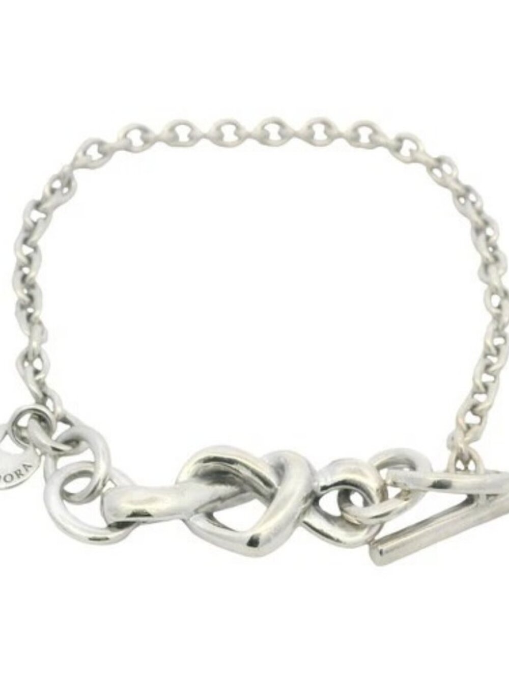 Retired Pandora 925 Sterling Silver Infinity Knot Heart Toggle Chain 8" Bracelet